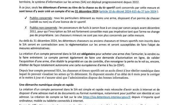 Déploiement du système d'information sur les armes (SIA)